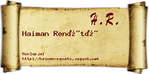Haiman Renátó névjegykártya